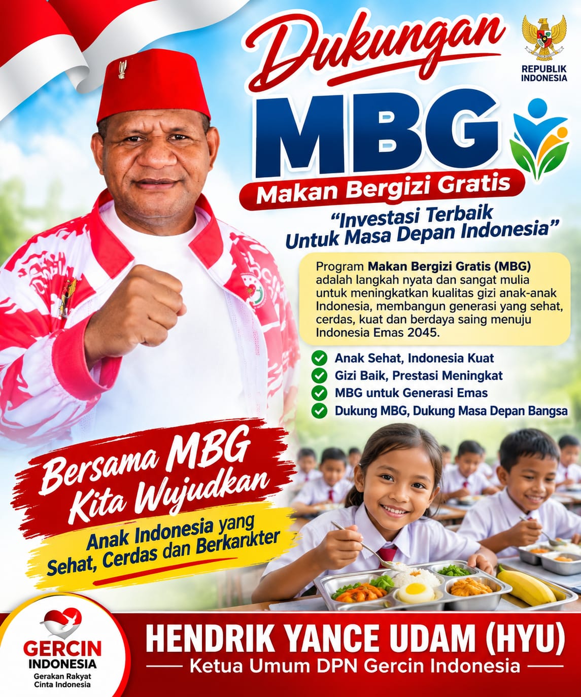 Ketum DPN Gercin Indonesia: MBG Bukan Sekadar Makan Gratis, tetapi Investasi Besar bagi Masa Depan Bangsa